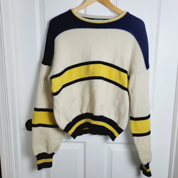 Savile Row Sweater Large Wool Colorblock Bishop Varsity Jumper Preppy Vintage - Picture 2 of 10